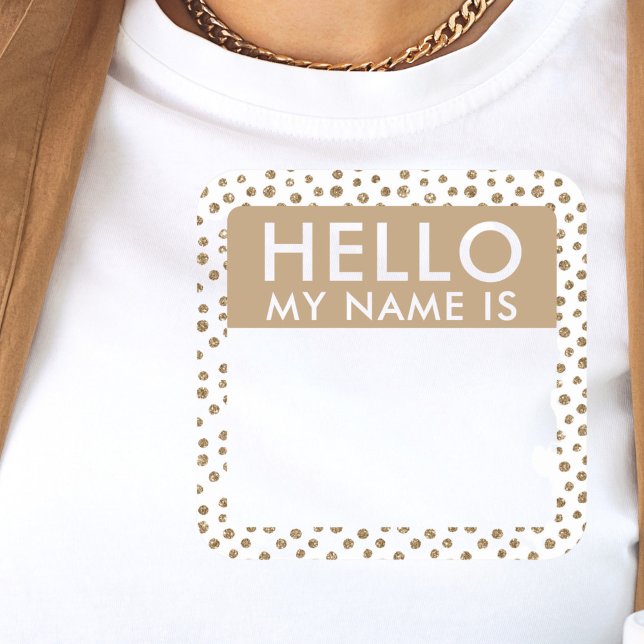 Gold Dots Hello My Name Is Stickers (Creator Uploaded)