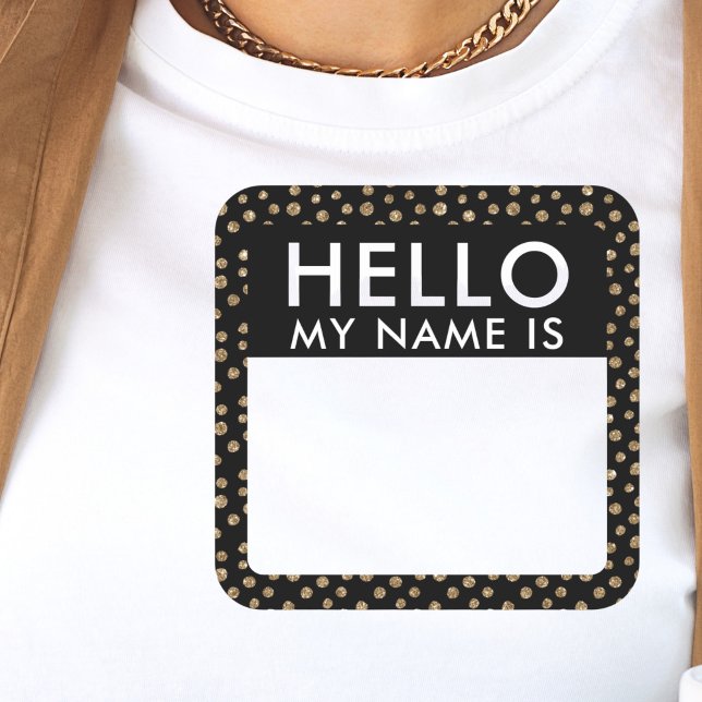 Gold Dots Hello My Name Is Stickers (Creator Uploaded)
