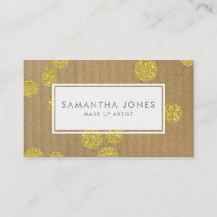 Gold Dots Kraft Paper Modern Make Up Artist Business Card