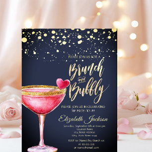 Gold Dots Martini Glass Heart Bridal Shower Invitation