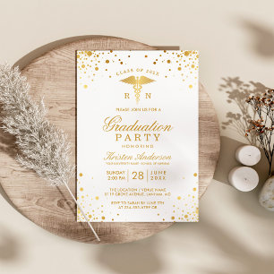 Gold Dots Medical Nursing School Graduation Party Invitation
