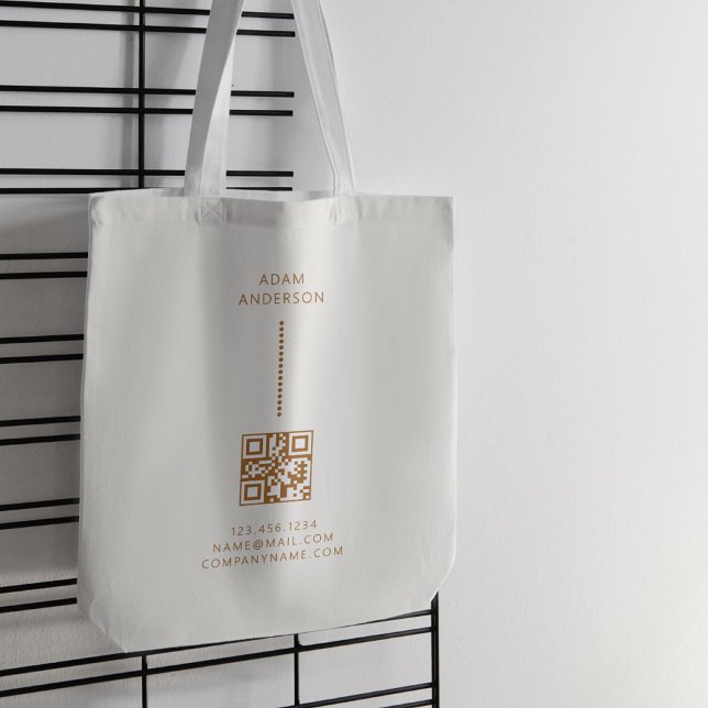 Gold Dots Minimalist Simple Qr Code Cream  Tote Bag (Creator Uploaded)