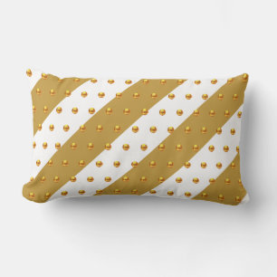 Gold Dots on Golden & White Striped Lumbar Cushion