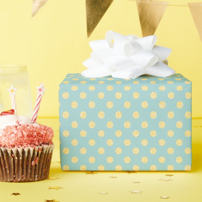 Gold Dots on Mint Wrapping Paper (Birthday Party)