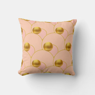 Gold Dots on Pink Circles Cushion