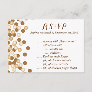 Gold Dots on White Stardust R.S.V.P. RSVP Card
