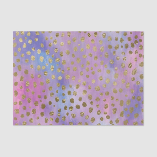 Gold Dots, Purples and Pinks Decoupage Paper (Front)