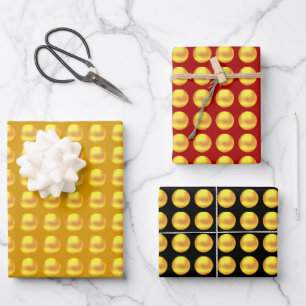 Gold Dots Wrapping Paper Flat Sheet Set of 3