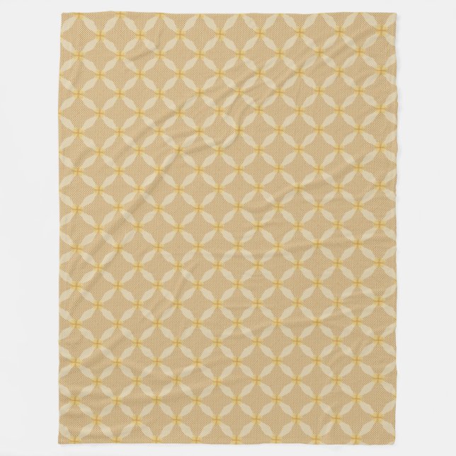 Gold Dotted Circle Geometric Pattern Fleece Blanke (Front)