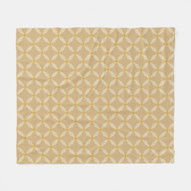 Gold Dotted Circle Geometric Pattern Fleece Blanket (Front (Horizontal))