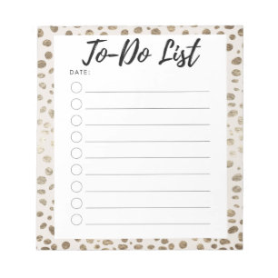 Gold Dotted To-Do List Notepad