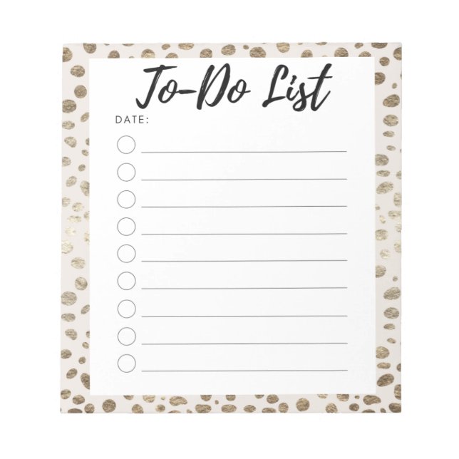 Gold Dotted To-Do List Notepad (Front)