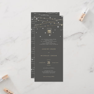 Gold Double Happiness Fairy Lights Chinese Wedding Invitation
