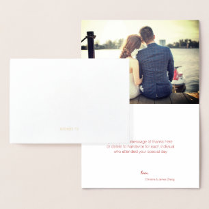 Gold Double Happiness Wedding Photo Thank You Foil Card