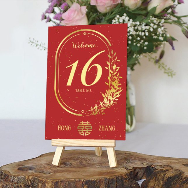 Gold Double Happiness Wedding  Table Number (Creator Uploaded)
