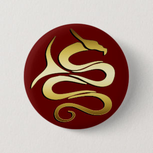 GOLD DRAGON 6 CM ROUND BADGE