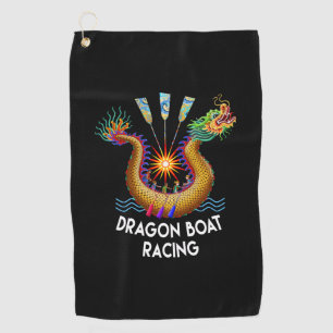 Gold Dragon Boat Racing Golf Towel