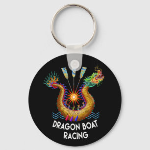 Gold Dragon Boat with Paddlers Keychain