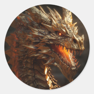 Gold Dragon Classic Round Sticker
