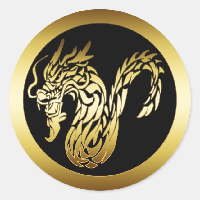 GOLD DRAGON CLASSIC ROUND STICKER (Front)