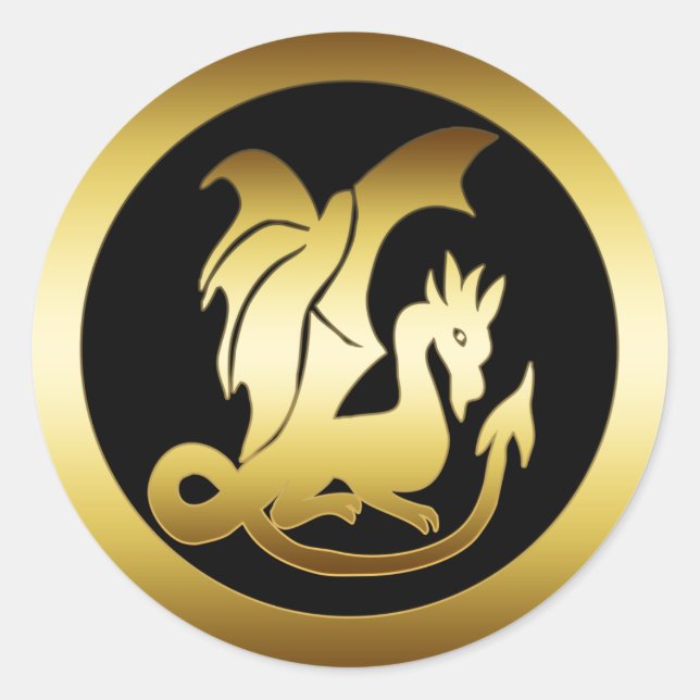 GOLD DRAGON CLASSIC ROUND STICKER (Front)