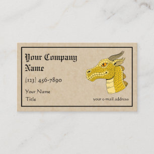 Gold Dragon Head in Profile Business Card