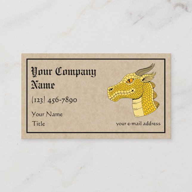 Gold Dragon Head in Profile Business Card (Front)
