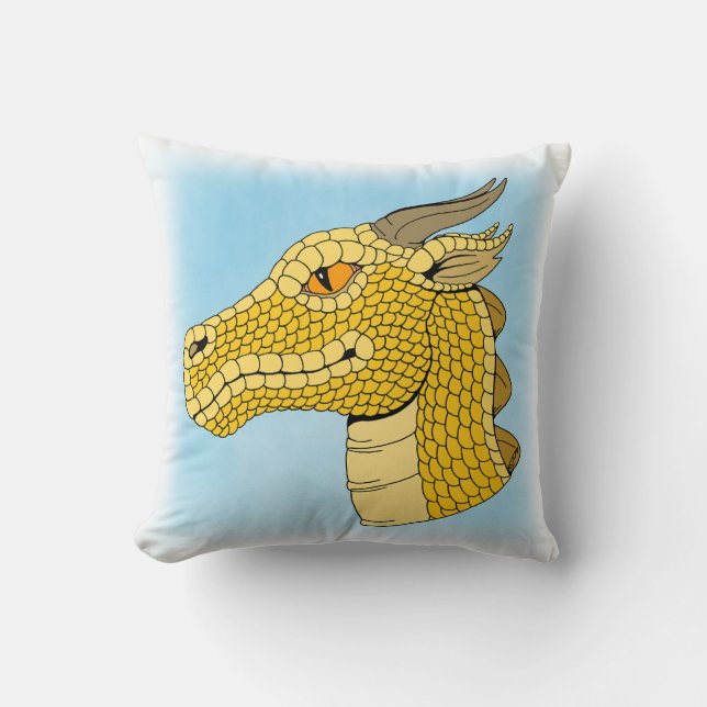 Gold Dragon Head in Profile Cushion (Front)