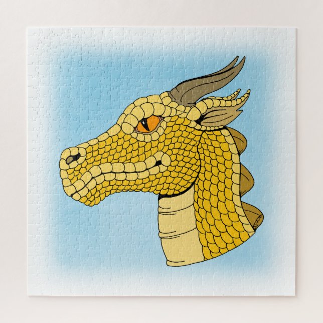 Gold Dragon Head in Profile Jigsaw Puzzle (Vertical)