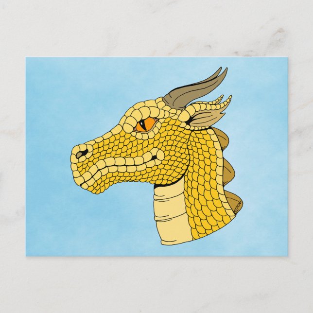 Gold Dragon Head in Profile Postcard (Front)