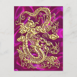 Gold Dragon Magenta Satin Lush Gold Card
