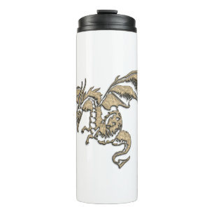 Gold Dragon on White Thermal Tumbler
