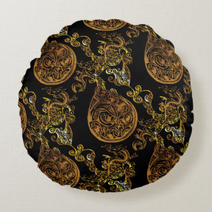 Gold Dragon Round Cushion