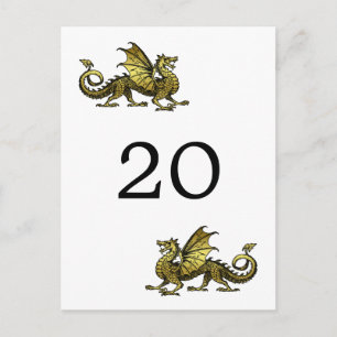 Gold Dragon Table Number Postcard