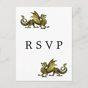 Gold Dragon Wedding RSVP Postcard