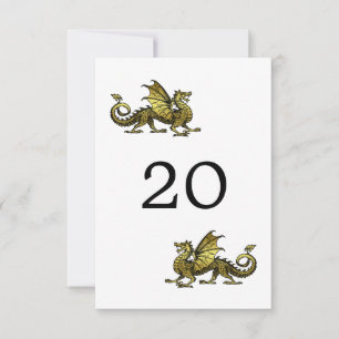 Gold Dragon Wedding Table Card