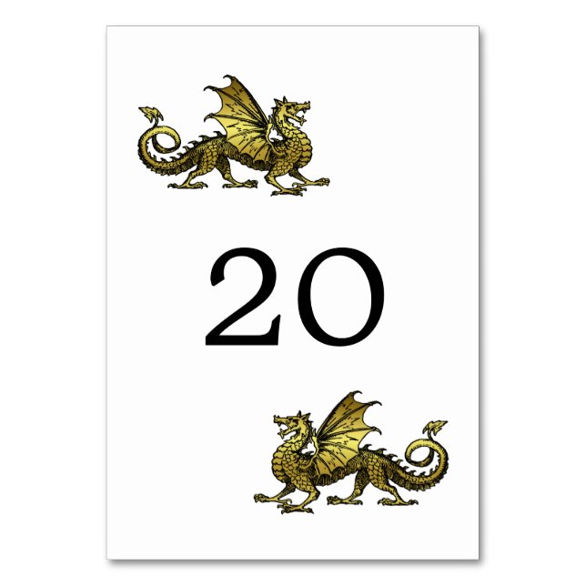 Gold Dragon Wedding Table Card (Front)