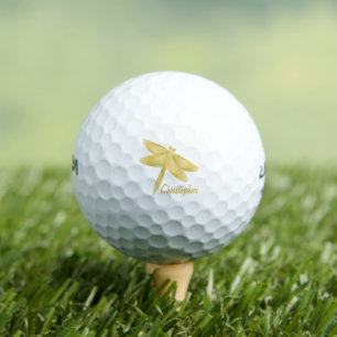 Gold Dragonfly Design Golf Balls