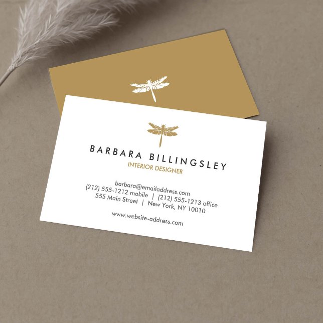 Gold Dragonfly Logo Designer Business Card (Creator Uploaded)