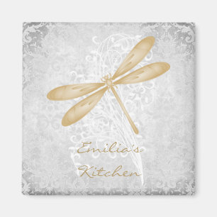 Gold Dragonfly Personalised Magnet