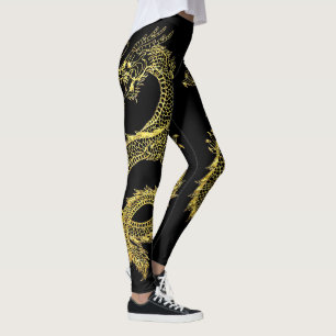Gold Dragons Personalise Background Colour Leggings
