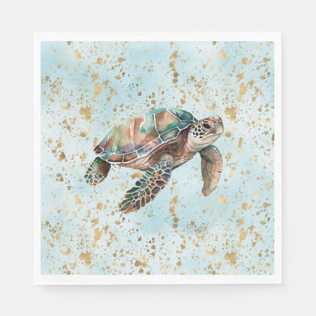 Gold Dream Sea Turtle Napkin (Front)