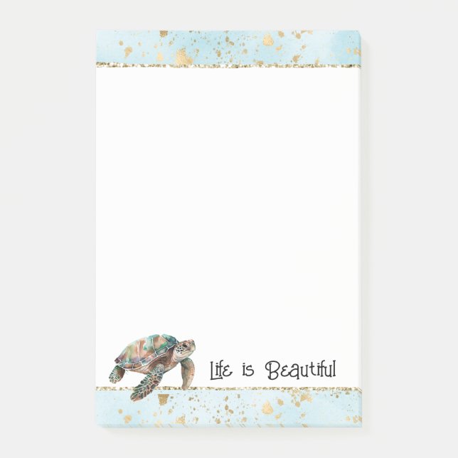 Gold Dream Sea Turtle Post-it Notes (Front)