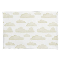 Gold Dreamtime Watercolor Clouds Pillowcase