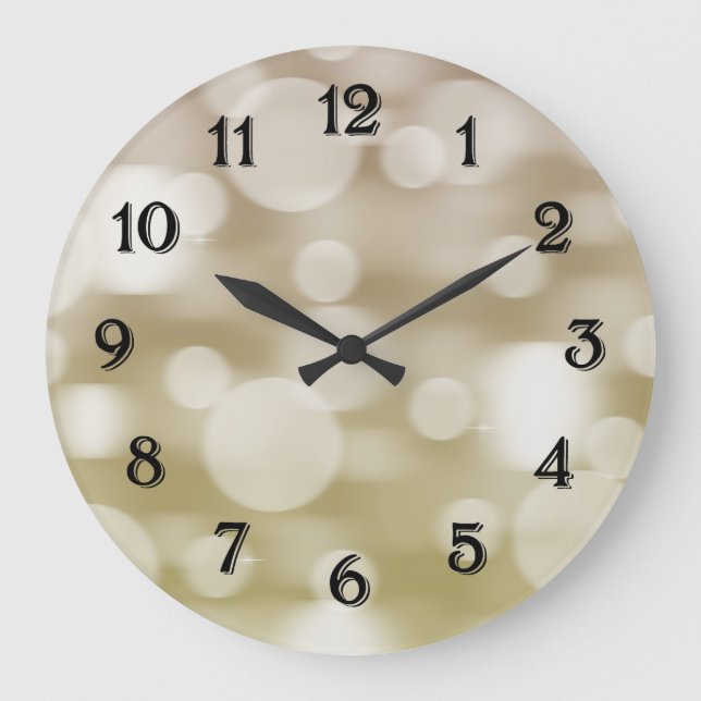 Gold Dreamy Bokeh Ombre Large Clock (Front)