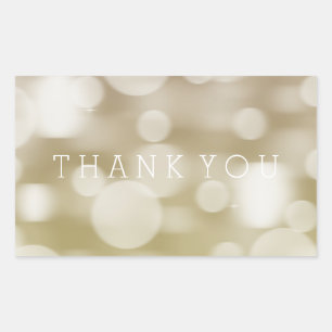Gold Dreamy Bokeh Ombre Thank You Rectangular Sticker