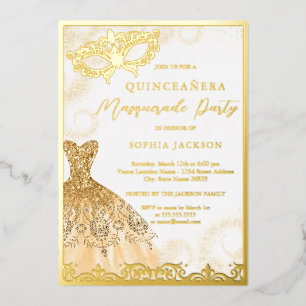 Gold Dress Masquerade Party Quinceanera 