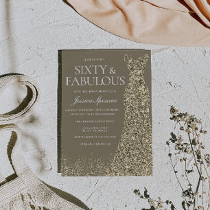 Gold Dress Sixty & Fabulous 60th Birthday Invitation