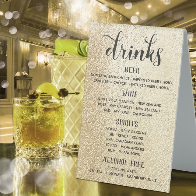 Gold Drinks Menu Standing Sign (Creator Uploaded)