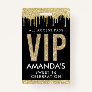 Gold Drip Customisable VIP All Access ID Badge